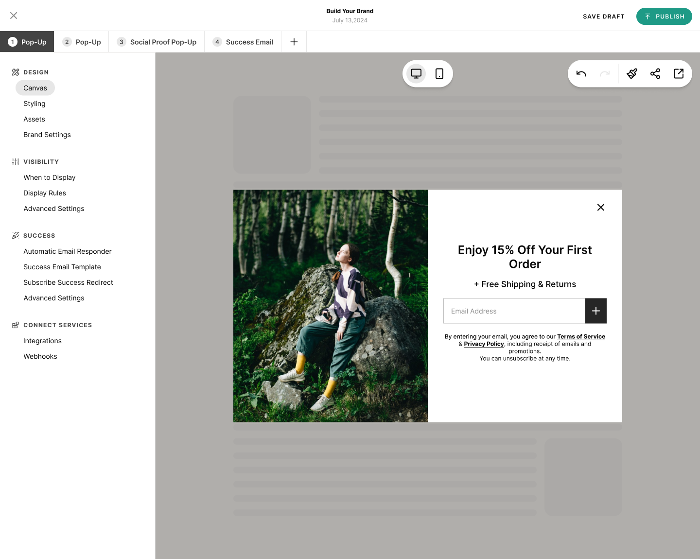 BDOW! popup design canvas