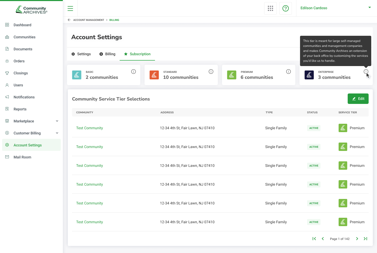 Community Archives, account subscriptions and service tiers