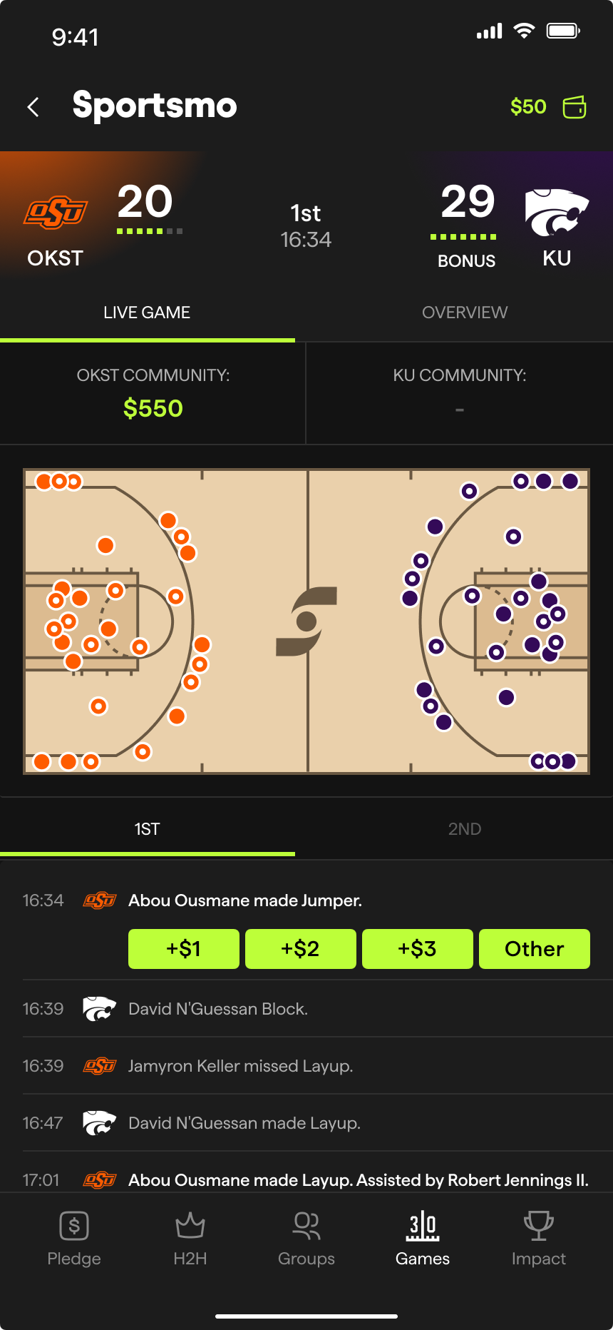 Sportsmo, live basketball game tracker