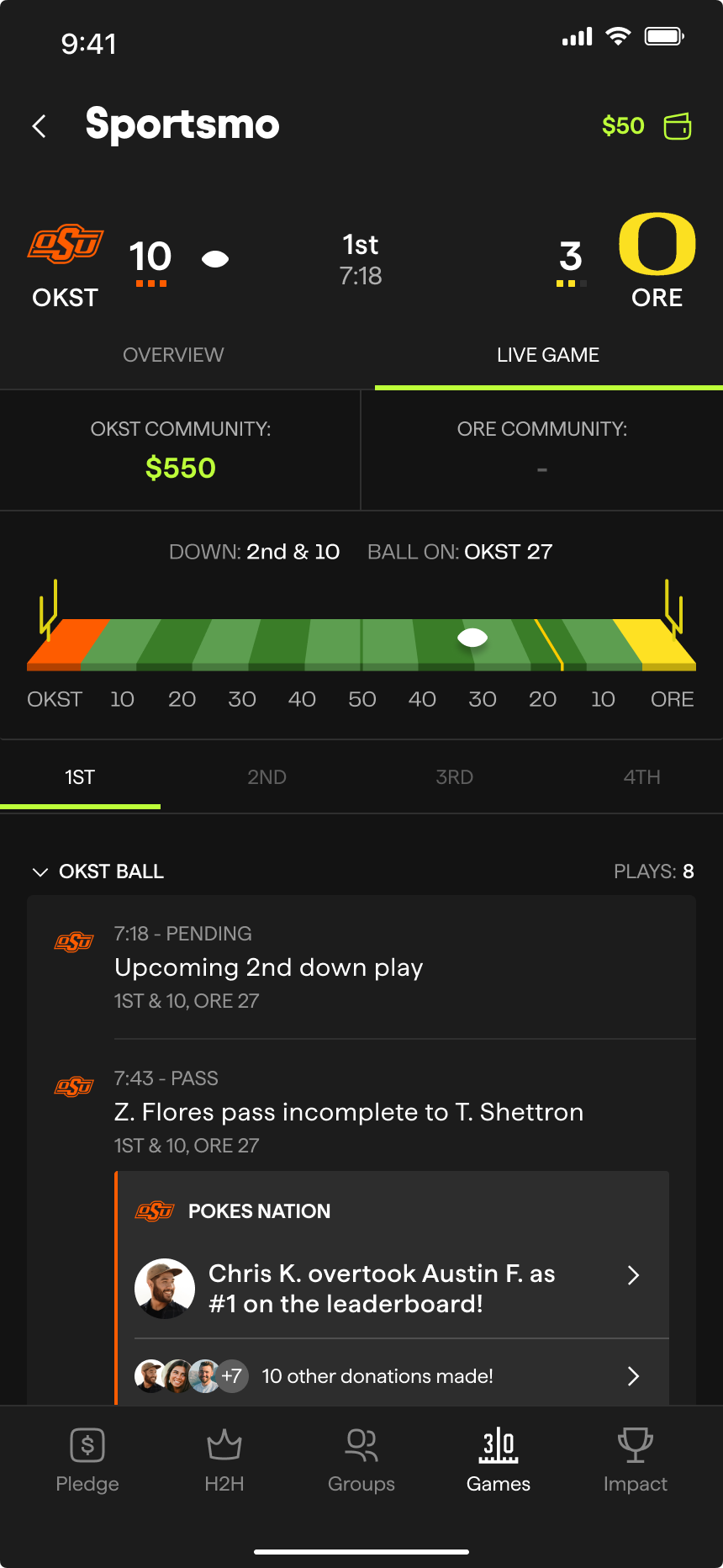 Sportsmo, live football game tracker