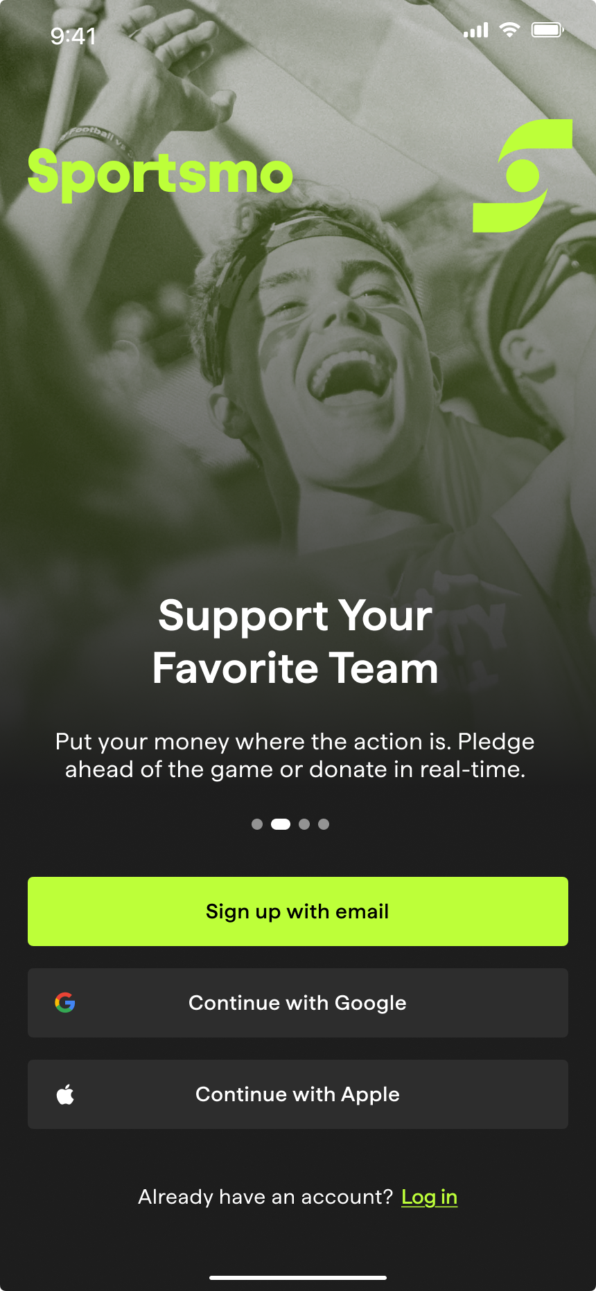 Sportsmo, welcome screen, Power the Play