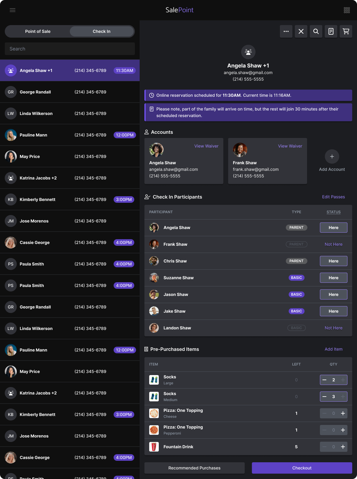 Urban Air guest check-in and family account preview
